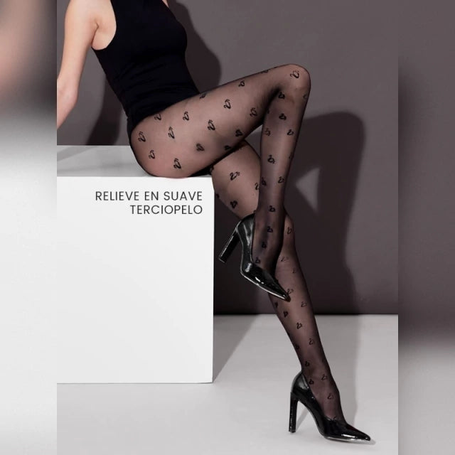 Pantimedia con Diseño de Cisnes en Terciopelo Suave y Elástica