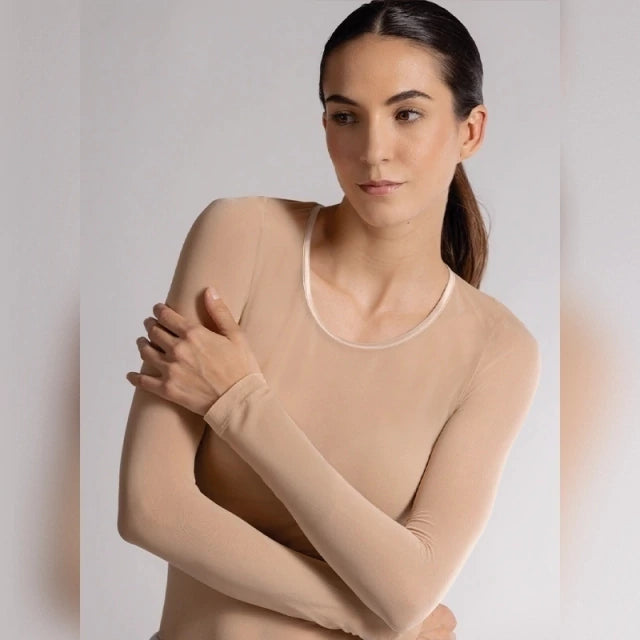 Camiseta Térmica Manga Larga Piel de Microfibra Stretch Sin Costuras